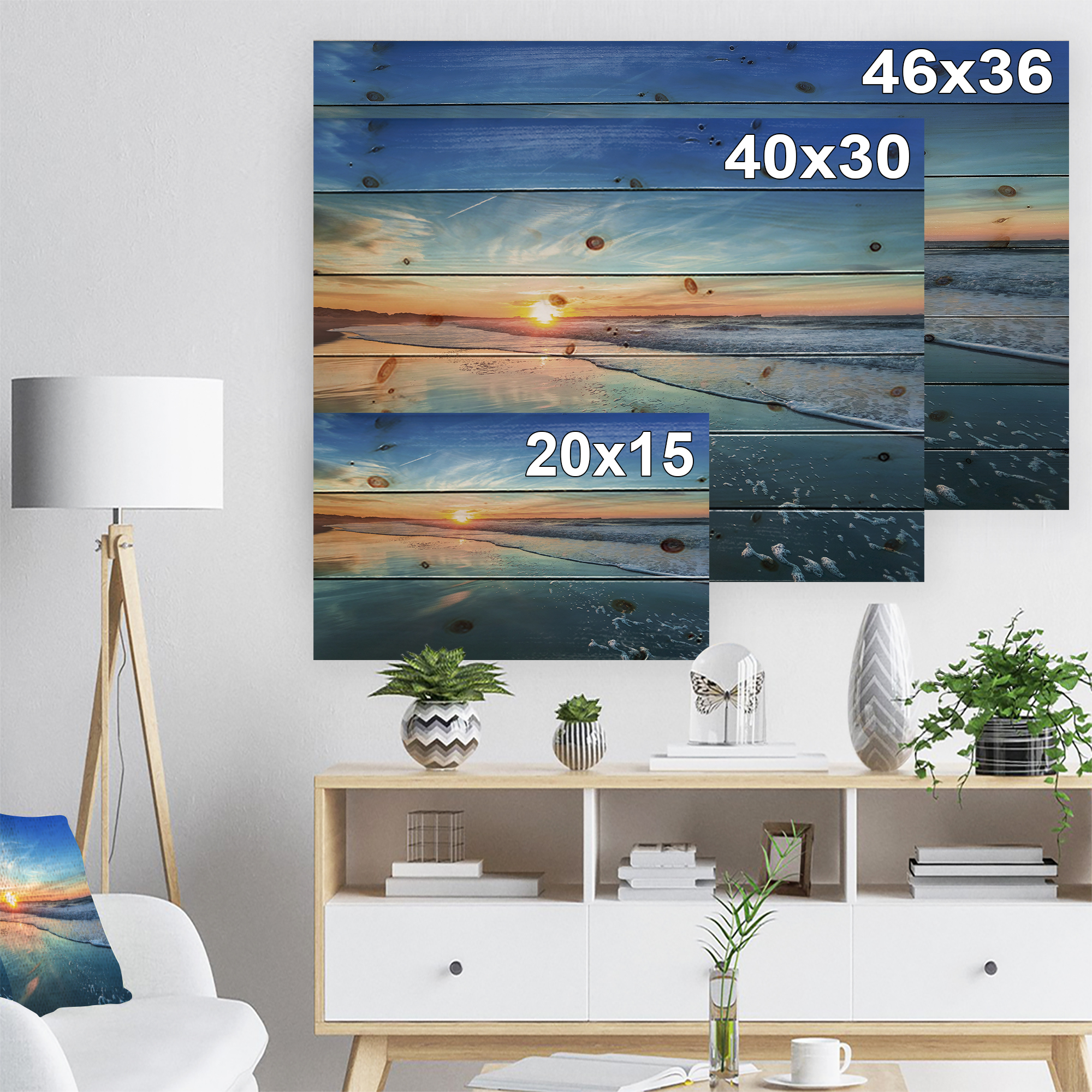 Tableau mural imprimée sur toile Design Art la mer et soleil