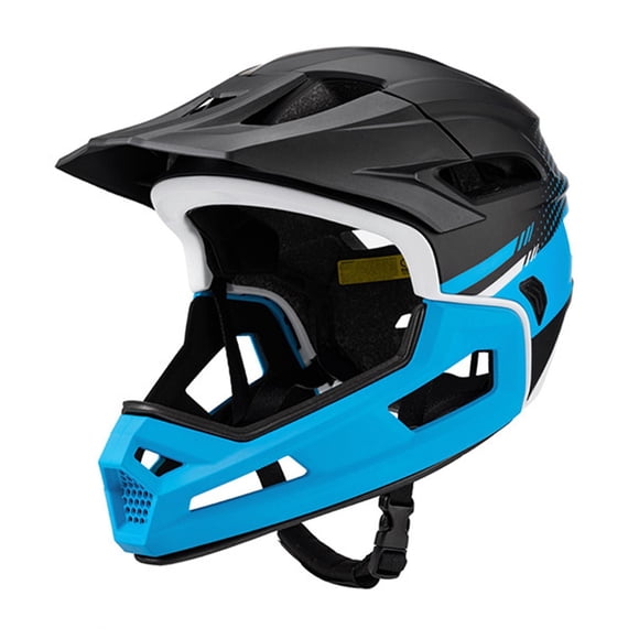 QualitChoice Full Face Bike Helmet Protective Helmet Shock Helmet Absorbing Bike Mountain Blue Black