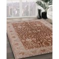 thumbnail image 2 of Ahgly Tapis Rond Intérieur Mi-Siècle Moderne Châtaigne Rouge Oriental, 8 Pieds Rond, 2 of 6