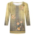 thumbnail image 5 of Hauts pour Femmes T-shirt Ample Imprimé de Mode pour Femmes Blouse à Manches 3/4 Col Rond Hauts Décontractés Hauts pour Femmes Manches 3/4 en Liquidation, 5 of 5