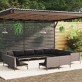 thumbnail image 1 of vidaXL 12 Piece Garden Lounge Set with Cushions Poly Rattan Dark Grey, 1 of 4