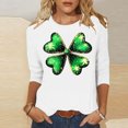 thumbnail image 1 of Elvqul T-Shirts pour Femmes Grande Taille à Imprimé Col Ras du Cou T-Shirts Manches 3/4 Mode Vert Saint-Patrick Jolis Hauts pour Femmes, 1 of 5