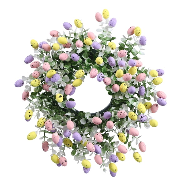 Couronne d'Oeufs de Pâques Décorations de Pâques pour la Maison Plastique Multicolore 38 cm Décoration de Fête pour Femmes