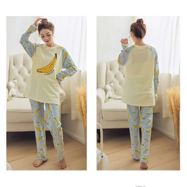 Pyjama Femme Tenue de Maison Ensemble de Vêtements de Nuit Pyjama D m