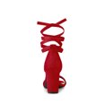 thumbnail image 4 of BLISSFUL STEP Women's Lace Up and Ankle Strap Block Heel Sandals Red 11, 4 of 8