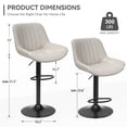 thumbnail image 4 of Hawsaiy Adjustable Bar Stools Set of 2, Swivel Counter Height Bar Chairs with Back, Modern Technical Fabric Barstools for Kitchen Island & Home, Light Gray, 4 of 11