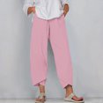 thumbnail image 2 of Timegard Plus Size Pants for Women Elastic Waist Solid Color Comfy Fall Casual Crop Pants with Pockets, 2 of 5