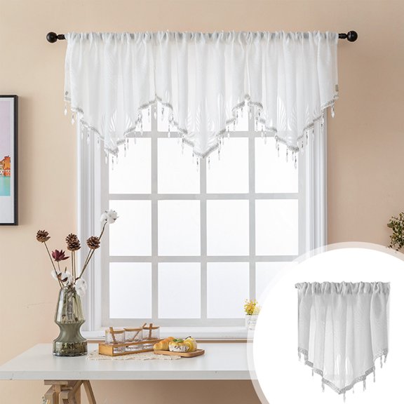 Meitianfacai Rideaux Courts de Couleur Unie - Cantonnières Triangulaires pour la Maison, Style à Tringle pour une Installation Facile, Convient aux Fenêtres, Cuisines et Salles de Bain