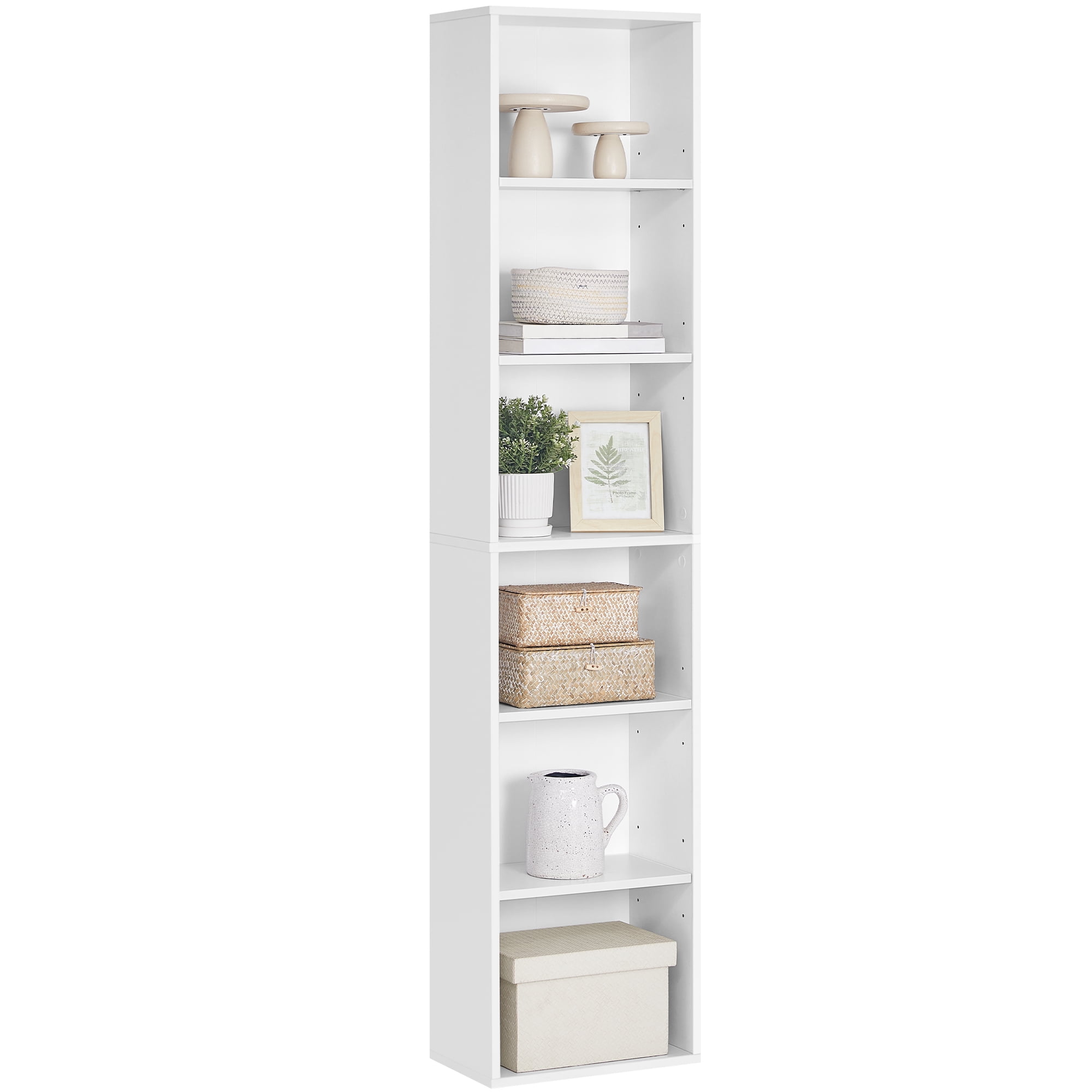 VASAGLE Bookcase, 6 Shelf Bookshelf for Living Room, Study, Office, Bedroom, Scandinavian Style, 40 x 24 x 178.5 cm, White
