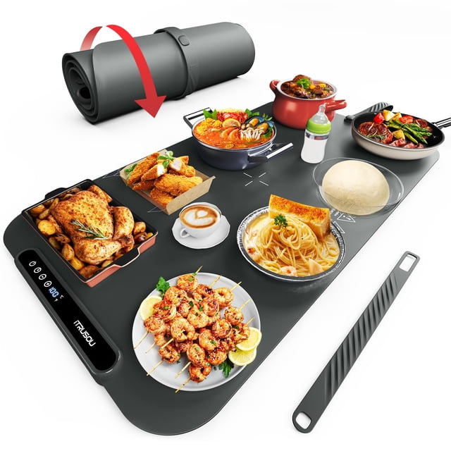 Food Warming Mat, iTRUSOU 27.5x16'' Electric Warming Tray with 7 Temp ...