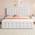 thumbnail image 4 of Full Size Upholstered Platform Bed Frame with 4 Storage Drawers - Adjustable Button Tufted Headboard - Sturdy Wooden Slats, No Box Season Needed - Modern Bedroom Furniture - Dark Grey, 4 of 8