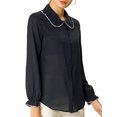 thumbnail image 4 of INSPIRE CHIC Women's Sweet Ruffle Peter Pan Collar Button Up Work Shirts, 4 of 7
