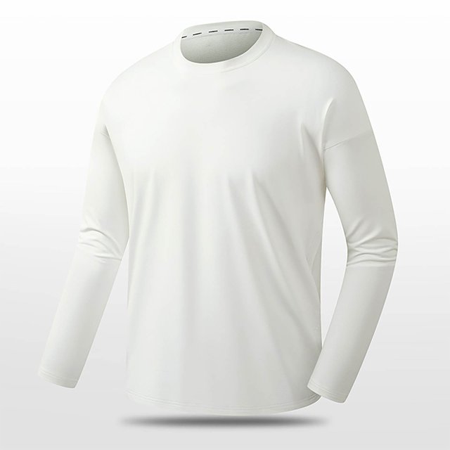 AherBiu Plus Size Men's Long Sleeve Shirts Crewneck Quick Drying Lightweight Athletic Tees Running Workout Active Pullover Tops