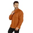thumbnail image 4 of Bestman Solid Long Sleeve Shirt For Mens Front Double Button Placket Chinese Collar Shirt, 4 of 7