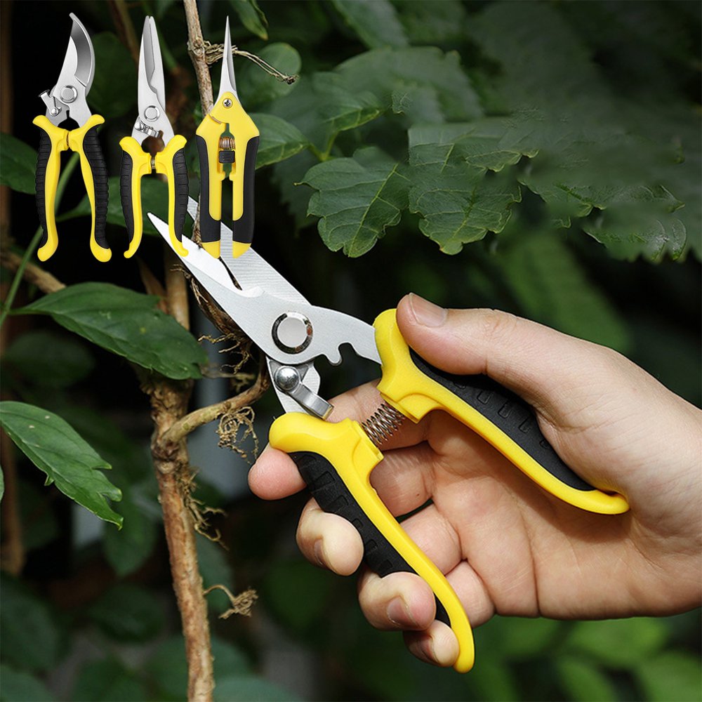 HLONK 3 Pcs Pruning Shears  Garden Shears  Pruning Shears For Gardening  Garden Scissors  Garden Clippers  Gardening Snips  Hand Pruner For Gardening With Stainless Steel Blades By