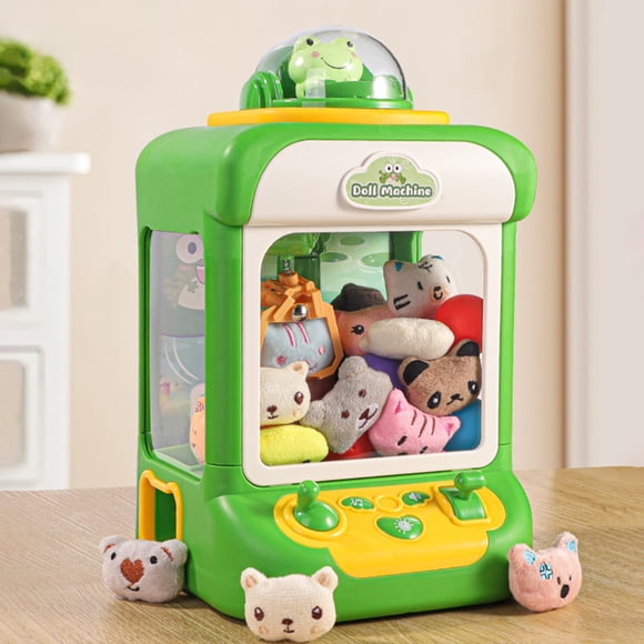 Green Mini Claw Machine Toy, Home Crane Grabber, Electric Prize Dispenser with Sound and Lights, 180° Swivel Claw, USB Powered Arcade Game, Compact Indoor Fun