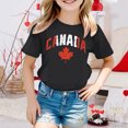 thumbnail image 2 of T-shirt à Manches Courtes pour Filles de la Fête du Canada, Col Rond d'Été, Coupe Décontractée, Chandails de Base, 2 of 4