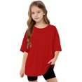 thumbnail image 2 of Hauts d'Été pour Adolescentes 2025 T-Shirts Surdimensionnés à Manches Courtes Chic Décontracté Col Rond Mode, 2 of 5