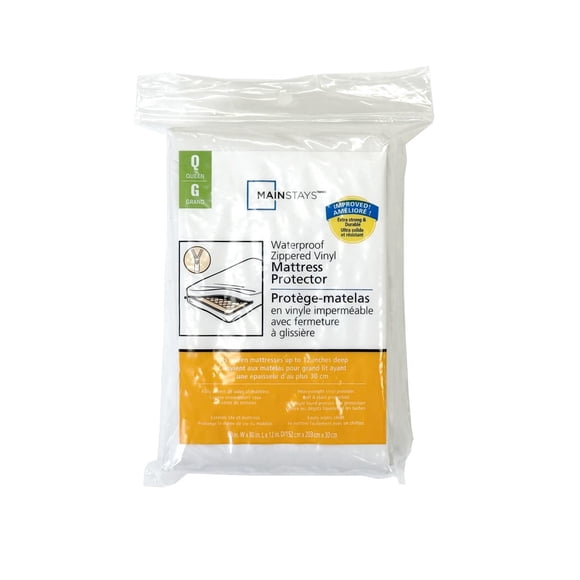 Mainstays Waterproof Zippered Vinyl Mattress Protector-Twin Size,Double Size,Queen Size