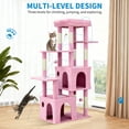 thumbnail image 1 of Yiwa Multi-Level 61" Cat Tree Tower, Sturdy Modern Cat Furniture for Large Cats and Maine Coons, Featuring Jumbo Perch, Two Spacious Condos, Sisal Scratching Posts, and Hanging Balls, 1 of 7