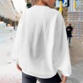 thumbnail image 4 of Pisexur Chandail en Molleton pour Femmes Décontracté Ample Automne Chandails en Molleton pour Femmes Couleur Unie Col Rond Chandail en Molleton Manches Longues Chemises pour Femmes Mode Chandail en Molleton Texturé Chandail Tops, 4 of 8