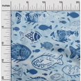 thumbnail image 2 of oneOone Polyester Spandex Blue Fabric Asian Block Fish Fabric For Sewing Printed Craft Fabric By The Yard 56 Inch Wide, 2 of 4