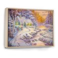thumbnail image 2 of Designart Cottage sur Rivière dans la Forêt pendant Noël Cadre Flottant Traditionnel Art Mural, 2 of 4