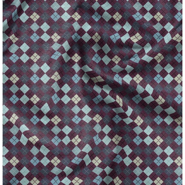 Soimoi Velvet Fabric Argyle Check Print Fabric by Yard 58 Inch Wide