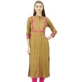 thumbnail image 1 of Phagun Kurta Tunique Droite en Rayonne pour Femmes, Kurti à devant Ouvert, Col Mandarin, Haut Indien, 1 of 8