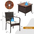 thumbnail image 2 of Costway Ensemble de Meubles de Patio en Rotin 3 Pcs Table d'Appoint en Bois Chaise Empilable, 2 of 10