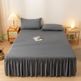 thumbnail image 1 of HHBEAUTY Solid Color Bed Skirt, Wrap-Around Elastic Ruffled Eyelet Bed Skirt Full Size Dust Ruffle, Bed Sheet Dirtproof Non-slip Protective Cover Cover, 59.1x78.7", 1 of 6