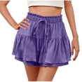 thumbnail image 1 of Yuyuzo Shorts for Women Drawstring Waisted Double Layered Ruffle Shorts Casual Flowy Summer Beach Shorts, 1 of 7