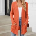 thumbnail image 2 of Timegard Cardigans pour Femmes, Côtelé, Manches Longues, Ouvert à l'Avant, Doux, Automne, Décontracté, Long Haut avec Poches, 2 of 5