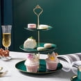 thumbnail image 1 of 3 Tier Dessert Stand with Gold Rim, Multi-Tier Fruit Bowl and Snack Tray for Parties, Afternoon Tea, or Coffee Table Decor, 1 of 6