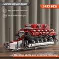 thumbnail image 2 of Mould King Lambo V12 Engine Model Kit That Runs, 3472PCS Motorized STEM Building Set with App Control, 12 Moving Pistons & 4-Speed Gearbox for Adults & Teens 14+, 2 of 5