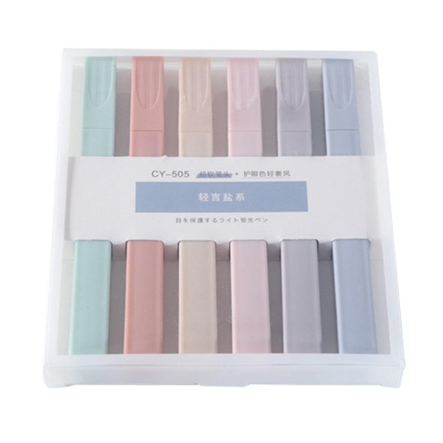 S SERENABLE 6 Pieces Soft Tip Highlighters Pens Set Writing Fluorescent Pen for DIY Photo Album B