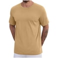 thumbnail image 1 of SROBPTY Haut d'Été pour Hommes, Chemises à Manches Courtes pour Hommes, Chemises Sport Unies Décontractées à Manches Courtes à Col Rond pour Hommes Café, L, 1 of 3