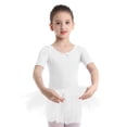 thumbnail image 1 of inhzoy Robe Tutu de Danse Ballet pour Filles Manches Courtes Justaucorps Combinaison de Gymnastique Performance de Scène Blanc 4TG, 1 of 6