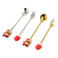 thumbnail image 1 of And 4Pcs Christmas Spoons And Forks Set Stainless Steel Cartoon Funny Mini Tableware Flatware Christmas Cutlery Set For Home Travel, 1 of 8