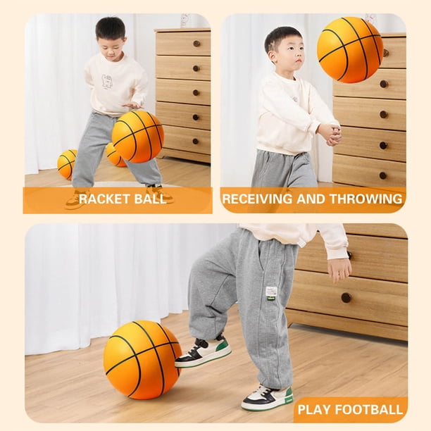Ballon Basket Silencieux,Silent Basketball Interieur,Mousse Ball Basket Taille7pour Usage en Salle avec Housse en Tissu orange - Sport