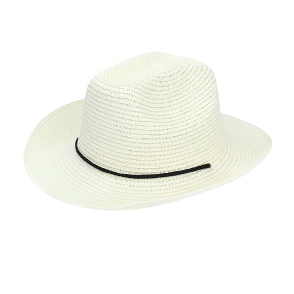 Male Summer Vintage Western Cowboy Hat Solid Drawstring Sunscreen Beach Weave Hat cowboy hat cowboys gifts for women White