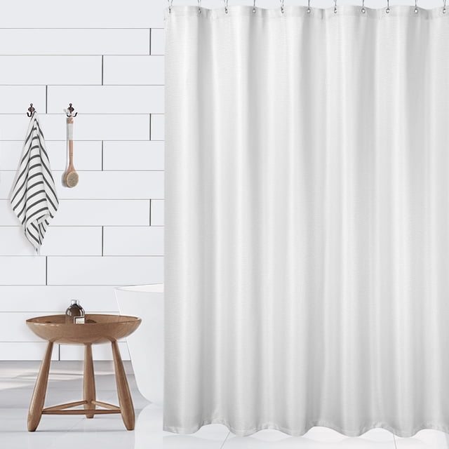 Extra Long Waffle Weave Shower Curtain – 72x96 Inch, Water-Resistant, Machine Washable Polyester, Hotel Quality, Includes Hooks – Elegant Bathroom Decor, Color: System default_33
