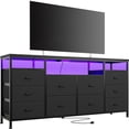 thumbnail image 1 of TV Stand with 10 Fabric Drawers for 65 70 75 Inches TV, 63" W Entertainment Center TV Console Table with LED Lights & Power Outlets & Open Storage Shelves, 1 of 9