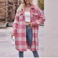 thumbnail image 2 of Pompotops Women's Fashion Loose Plaid Printed Hatless Jacket Tops Clearance, 2 of 8