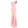 thumbnail image 4 of Angel-fashions Women's One Shoulder Ruching Beading Ribbon Soft Evening Gown, 4 of 7