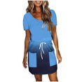 thumbnail image 1 of Birdeem Robes pour Femmes Mode Féminine Couleur Unie Manches Courtes Col en V Mi-Mollet Robe, 1 of 12