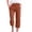 Coffee, variant on Women Casual Capris Straight Leg Drawstring Elastic Waist Linen Pants with Pockets