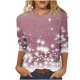 thumbnail image 1 of Pisexur Chandails de Noël pour Femmes Chandails à Manches 3/4 pour Femmes Chandails à Col Rond Graphiques Amusants Chandails à Capuchon Décontractés pour les Fêtes de Noël Confort Amples Mode d'Automne Chandails à Enfiler, 1 of 4