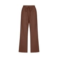 thumbnail image 3 of Bocqde Womens Capri Pants Cotton Linen Elastic Waisted Drawstring Casual Cropped Trousers with Pockets, 3 of 4