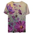thumbnail image 4 of EQWLJWE Hauts d'Été pour Femmes Hauts pour Femmes en Liquidation Femmes Surdimensionné Été Décontracté Manches Courtes Col Rond Imprimé Manches Hauts Blouse Ample, 4 of 4